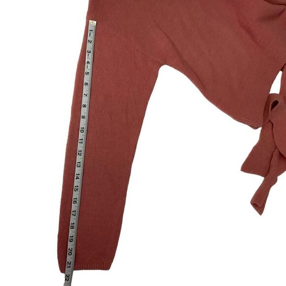 WAYF Sweater Pullover Crew Neck Pink Blush Bow Tie Ribbed Hem Women Size Large - Picture 8 of 11